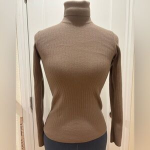 Reiss Nicola Wool blend Taupe ribbed Turtleneck Sweater size S